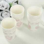 24 French Toile Floral Paper Cups - White and pink DSP_PCUP_016_9_PINK