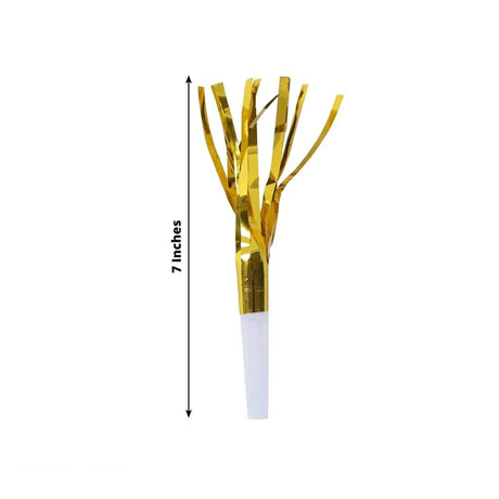 24 Fringed Party Noisemakers Horns - Gold Metallic FAV_HORN01_WHGD