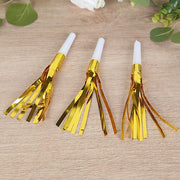 24 Fringed Party Noisemakers Horns - Gold Metallic FAV_HORN01_WHGD