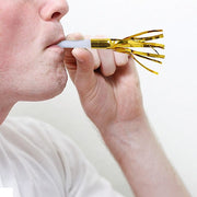 24 Fringed Party Noisemakers Horns - Gold Metallic FAV_HORN01_WHGD