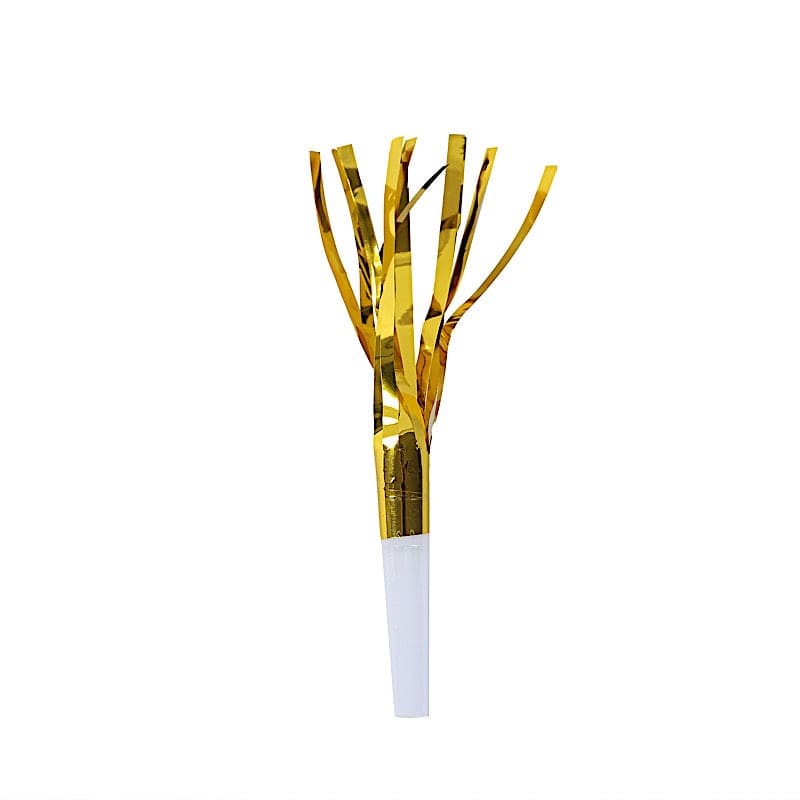 24 Fringed Party Noisemakers Horns - Gold Metallic FAV_HORN01_WHGD