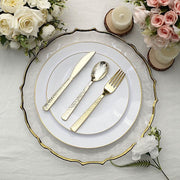 24 Hammered Design 7" Plastic Cutlery Spoons Forks and Knives Set - Disposable Tableware