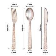 24 Hammered Design 7" Plastic Cutlery Spoons Forks and Knives Set - Disposable Tableware