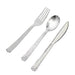 24 Hammered Design 7" Plastic Cutlery Spoons Forks and Knives Set - Disposable Tableware