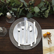 24 Hammered Design 7" Plastic Cutlery Spoons Forks and Knives Set - Disposable Tableware