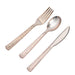 24 Hammered Design 7" Plastic Cutlery Spoons Forks and Knives Set - Disposable Tableware DSP_YY0002_7_RG