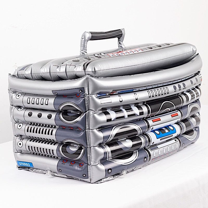 24" Inflatable 80's Themed Boom Box Ice Beverage Cooler - Silver FLOAT_16x24_BOOM