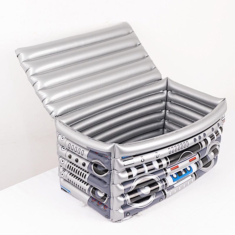 24" Inflatable 80's Themed Boom Box Ice Beverage Cooler - Silver FLOAT_16x24_BOOM