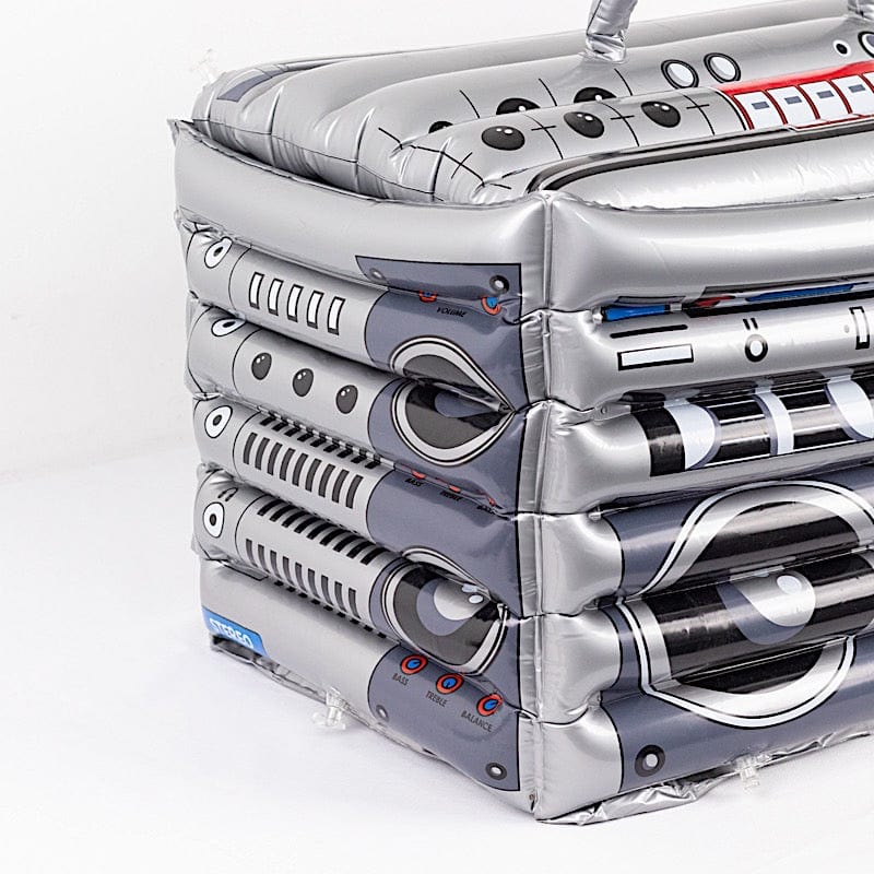 24" Inflatable 80's Themed Boom Box Ice Beverage Cooler - Silver FLOAT_16x24_BOOM