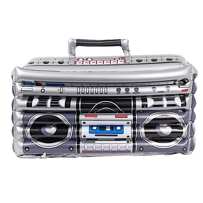 24" Inflatable 80's Themed Boom Box Ice Beverage Cooler - Silver FLOAT_16x24_BOOM