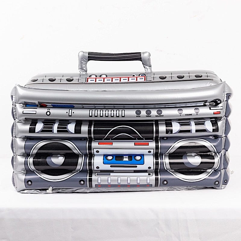 24" Inflatable 80's Themed Boom Box Ice Beverage Cooler - Silver FLOAT_16x24_BOOM