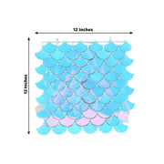 24 Mermaid Scales Sequin Shimmer Wall Photo Backdrop Panels - Iridescent Blue BKDP_PAN02_MERM_ABWB_24