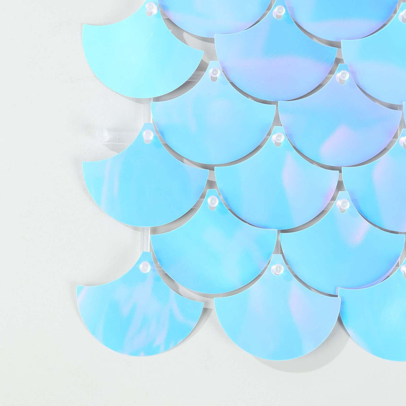 24 Mermaid Scales Sequin Shimmer Wall Photo Backdrop Panels - Iridescent Blue BKDP_PAN02_MERM_ABWB_24