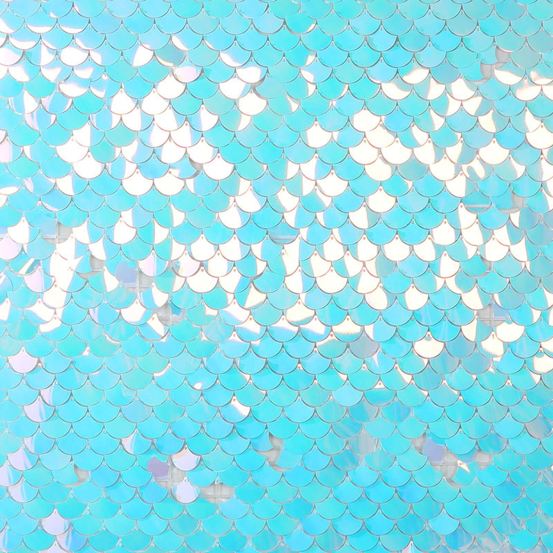 24 Mermaid Scales Sequin Shimmer Wall Photo Backdrop Panels - Iridescent Blue BKDP_PAN02_MERM_ABWB_24