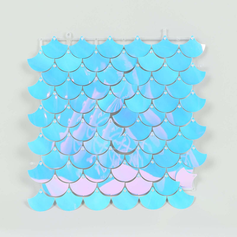 24 Mermaid Scales Sequin Shimmer Wall Photo Backdrop Panels - Iridescent Blue BKDP_PAN02_MERM_ABWB_24