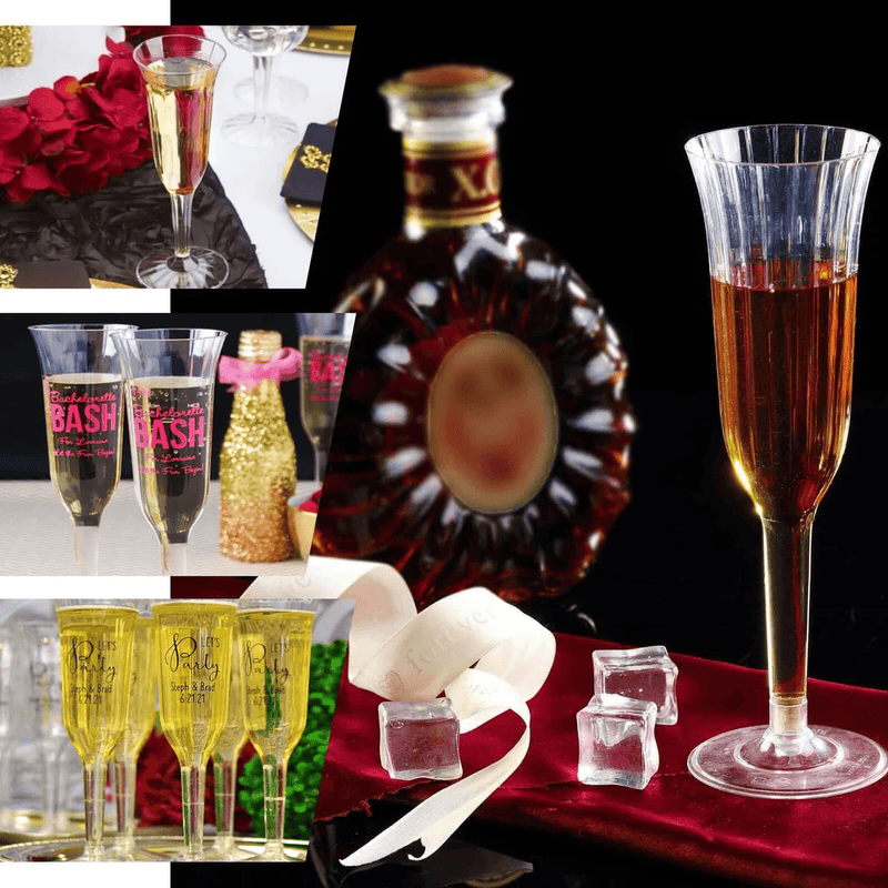 24 pack 6 oz Disposable Plastic Champagne Flute Glasses