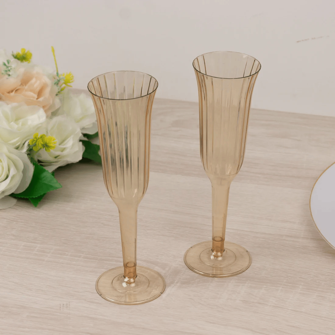24 pack 6 oz Disposable Plastic Champagne Flute Glasses