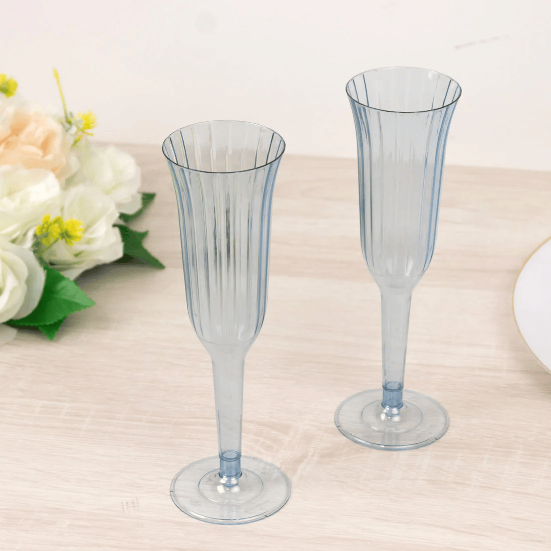 24 pack 6 oz Disposable Plastic Champagne Flute Glasses