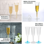 24 pack 6 oz Disposable Plastic Champagne Flute Glasses