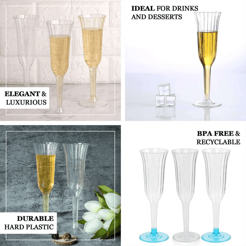 24 pack 6 oz Disposable Plastic Champagne Flute Glasses