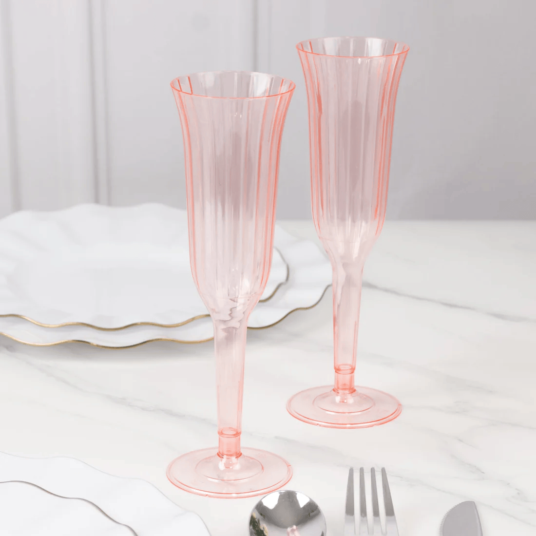 24 pack 6 oz Disposable Plastic Champagne Flute Glasses
