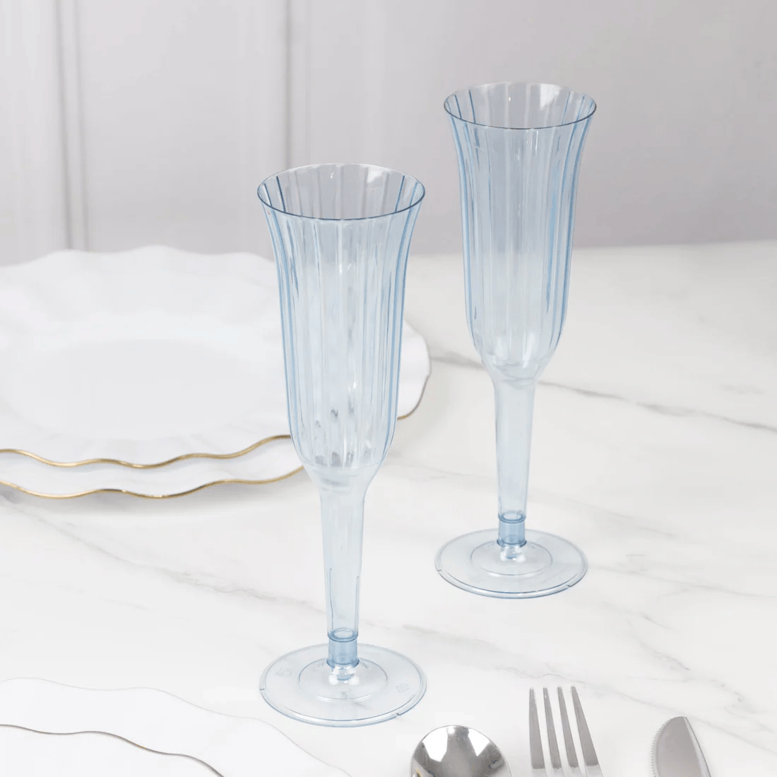24 pack 6 oz Disposable Plastic Champagne Flute Glasses