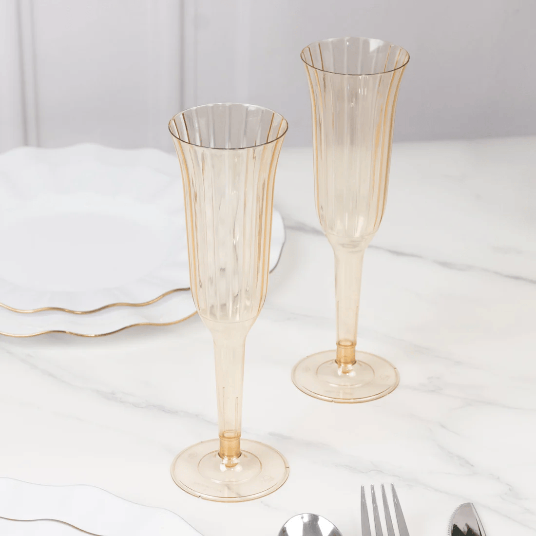 24 pack 6 oz Disposable Plastic Champagne Flute Glasses