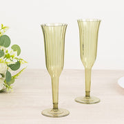 24 pack  6 oz Disposable Plastic Champagne Flute Glasses - Dusty Sage Green PLST_CC22_087_PK24