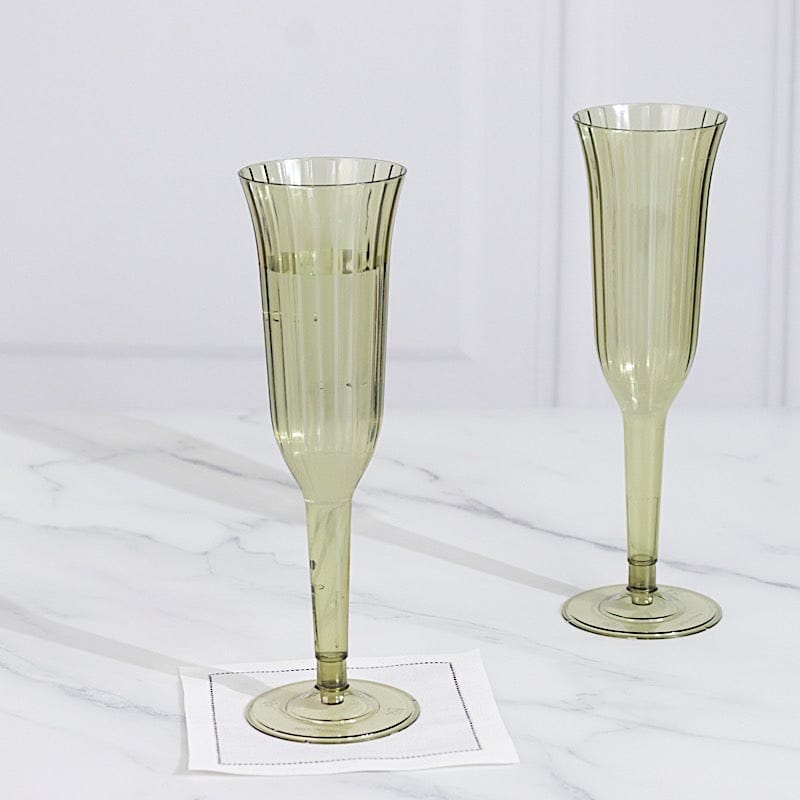 24 pack  6 oz Disposable Plastic Champagne Flute Glasses - Dusty Sage Green PLST_CC22_087_PK24