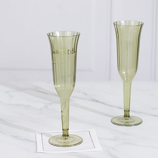 24 pack  6 oz Disposable Plastic Champagne Flute Glasses - Dusty Sage Green PLST_CC22_087_PK24