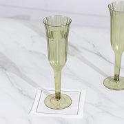 24 pack  6 oz Disposable Plastic Champagne Flute Glasses - Dusty Sage Green PLST_CC22_087_PK24