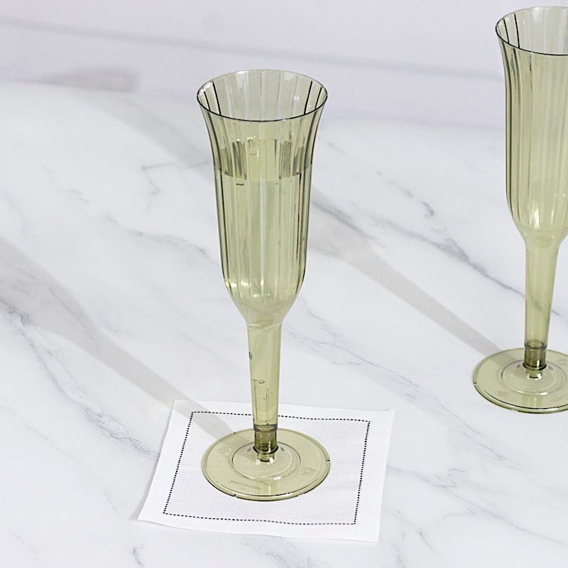 24 pack  6 oz Disposable Plastic Champagne Flute Glasses - Dusty Sage Green PLST_CC22_087_PK24