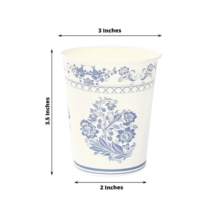 24 Paper Cups Damask Floral Pattern