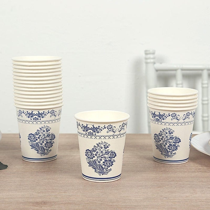 24 Paper Cups Damask Floral Pattern