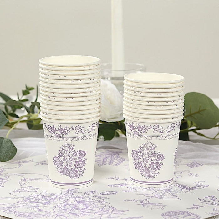 24 Paper Cups Damask Floral Pattern