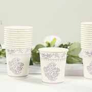 24 Paper Cups Damask Floral Pattern