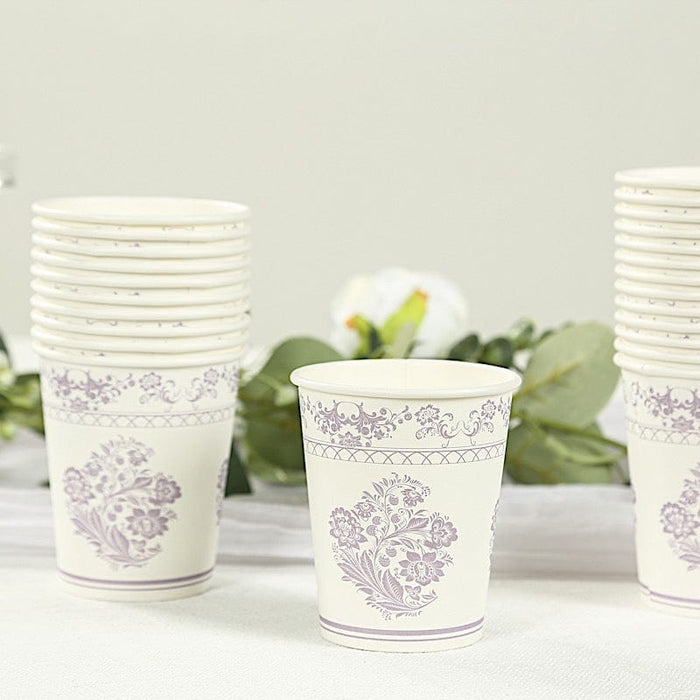 24 Paper Cups Damask Floral Pattern