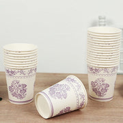 24 Paper Cups Damask Floral Pattern