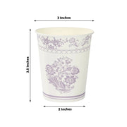 24 Paper Cups Damask Floral Pattern