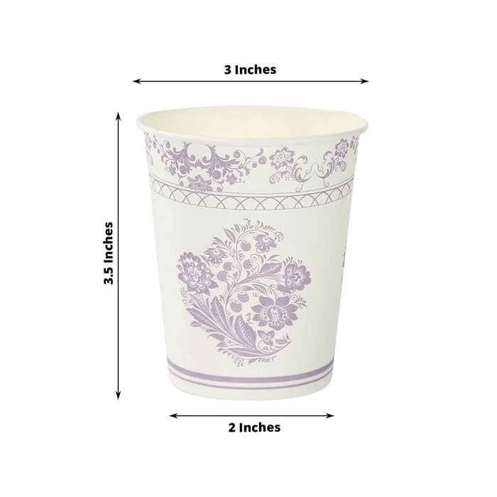 24 Paper Cups Damask Floral Pattern