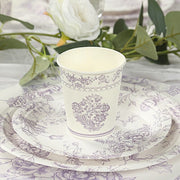 24 Paper Cups Damask Floral Pattern