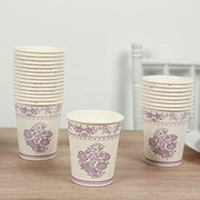 24 Paper Cups Damask Floral Pattern