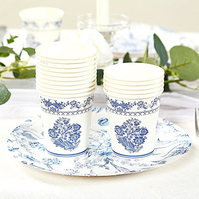 24 Paper Cups Damask Floral Pattern