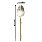 24 pcs 6" Gold European Plastic Spoons with Roman Column Handle - Disposable Tableware DSP_YS0015_6_GOLD