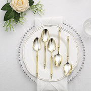 24 pcs 6" Gold European Plastic Spoons with Roman Column Handle - Disposable Tableware DSP_YS0015_6_GOLD