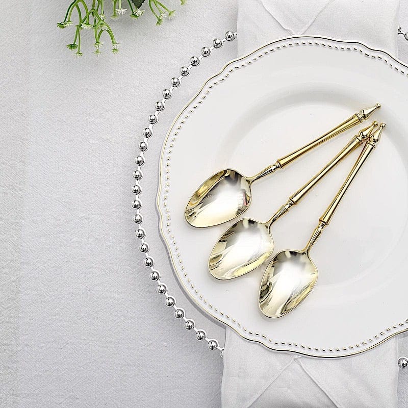 24 pcs 6" Gold European Plastic Spoons with Roman Column Handle - Disposable Tableware DSP_YS0015_6_GOLD