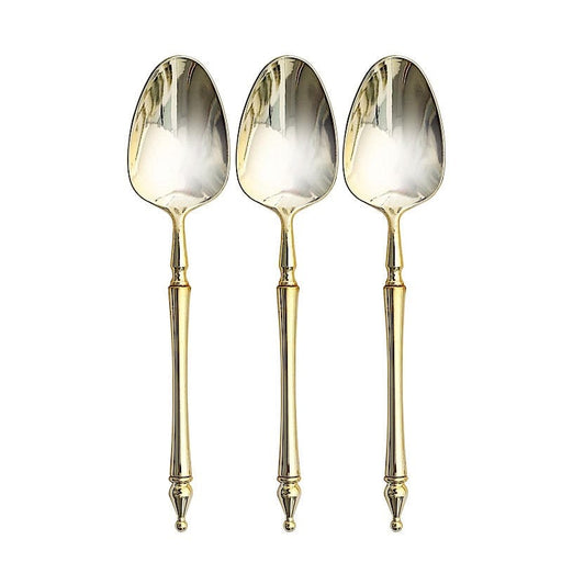 24 pcs 6" Gold European Plastic Spoons with Roman Column Handle - Disposable Tableware DSP_YS0015_6_GOLD