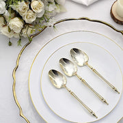 24 pcs 6" Gold European Plastic Spoons with Roman Column Handle - Disposable Tableware DSP_YS0015_6_GOLD