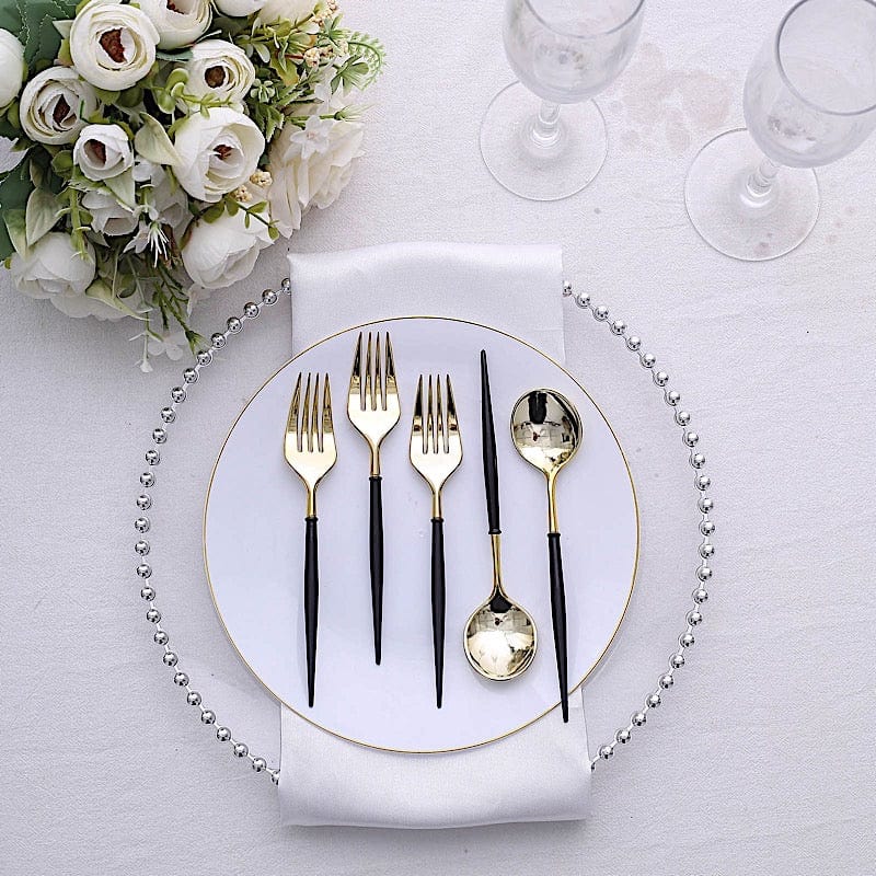 24 pcs 6" Gold Premium Fork and Spoon Plastic Cutlery - Disposable Tableware