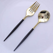 24 pcs 6" Gold Premium Fork and Spoon Plastic Cutlery - Disposable Tableware